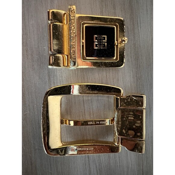 Vintage Givenchy Black Leather Belt Set 2 Gold Buckles main image 5